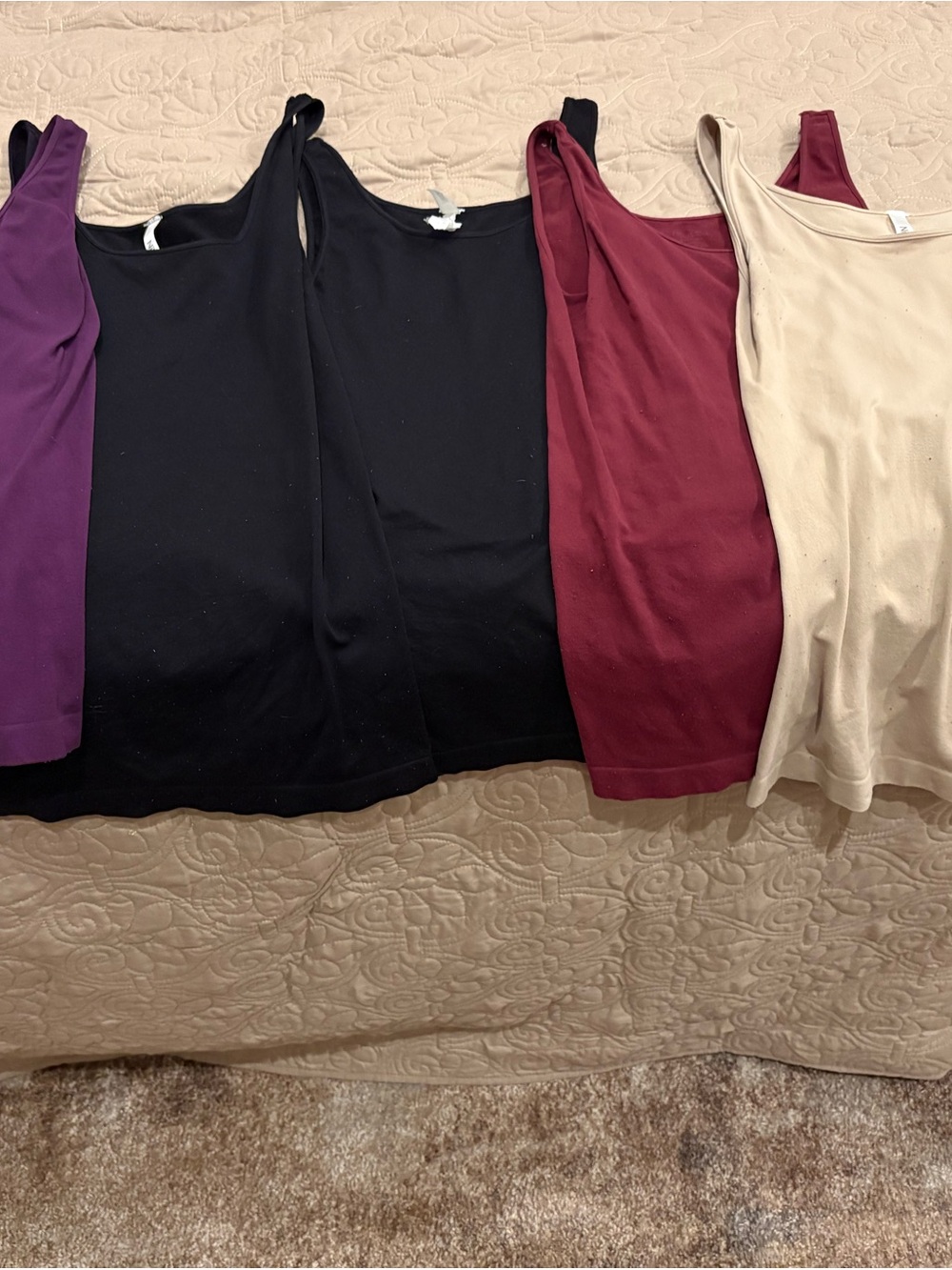 Nikibiki Tanks - 2 Black, Burgundy, Purple, beige , set of 5 one size